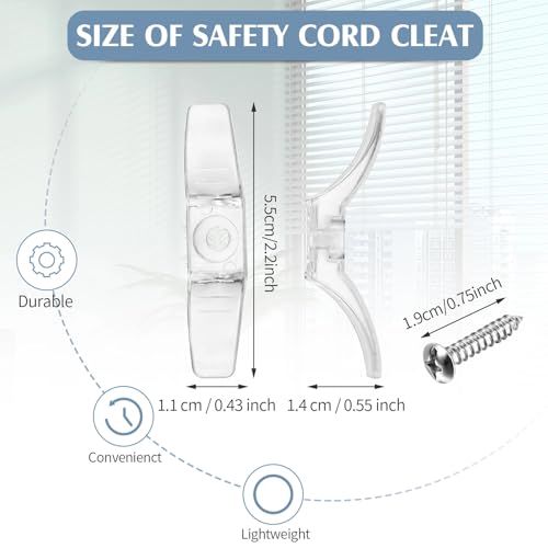 12 Sets Clear Blind Cord Cleats with Screws for Window Safety