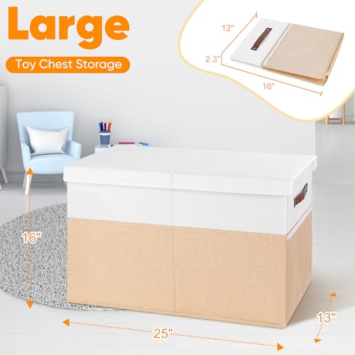 Large Collapsible Toy Storage Chest with Lid and Dividers, 25"x13"x16"