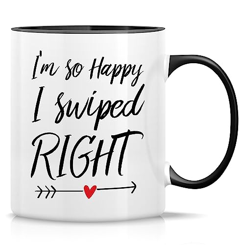 Retreez Funny I'm So Happy I Swiped Right 11 Oz Ceramic Coffee Mugs