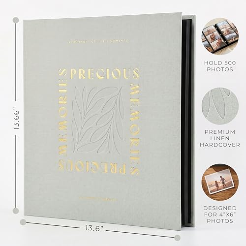 Large Linen Photo Album for 500 4x6 Photos - Sage Fabric Memory Book