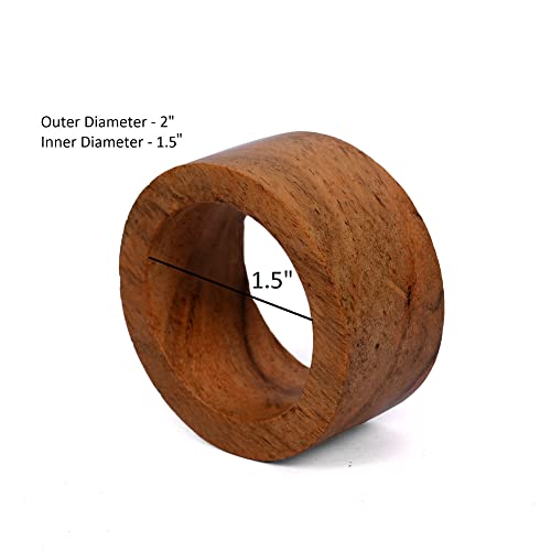 Handmade Acacia Wood Napkin Rings, Set of 12 for Dining Table Decor