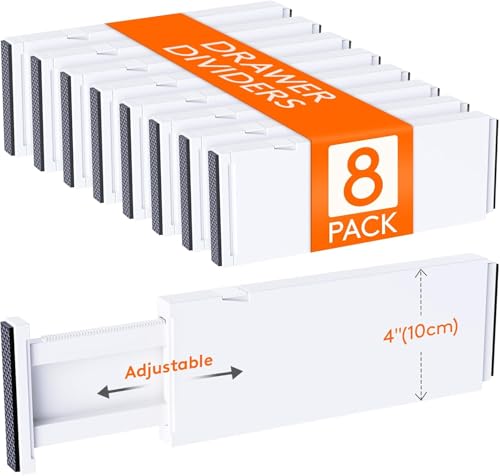 Adjustable Drawer Dividers 8 Pack Expandable Plastic Separators