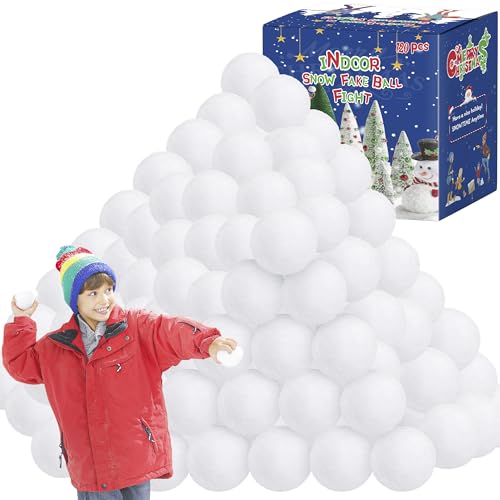 120 Pack Soft Fake Snowballs for Indoor Snowball Fight & Christmas Games