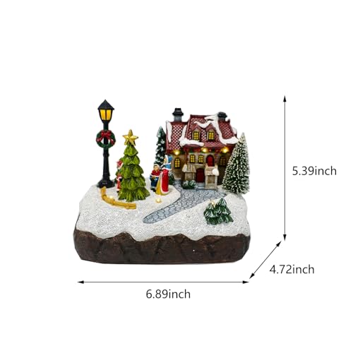 Lighted Resin Christmas Village House Figurine - Winter Holiday Tabletop Decor