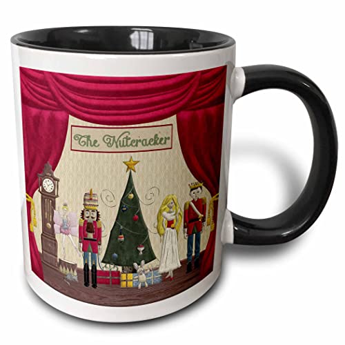 3dRose Nutcracker Prince Mug 11 oz Black Two-Tone Christmas Coffee Cup
