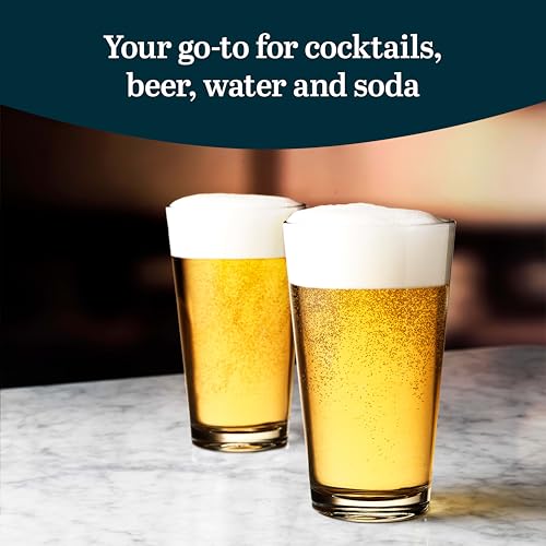 16 oz Pint Glasses, Heavy Duty Heat-Treated Glass Set of 12