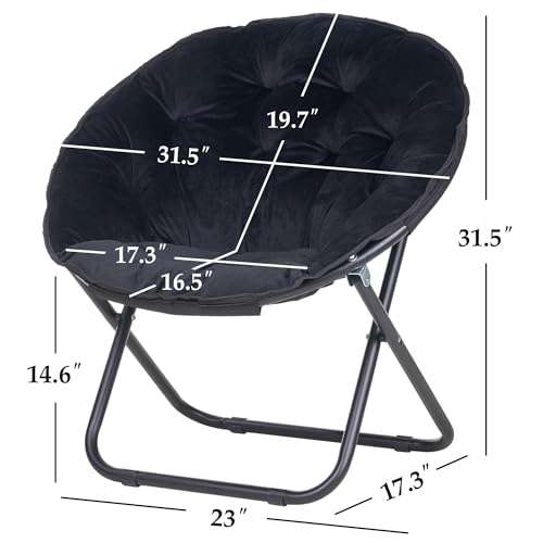 Faux Fur Saucer Chair, Foldable Moon Chair for Bedroom and Dorm