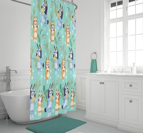 Jay Franco Bluey & Bingo Kids Fabric Shower Curtain - Teal, 70" x 72"