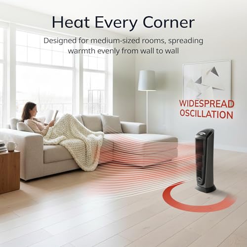 1500W Ceramic Tower Space Heater with Remote and Oscillation