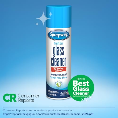 Foaming Glass Cleaner Aerosol Spray 15 oz (6-Pack) - Ammonia-Free, Streakless