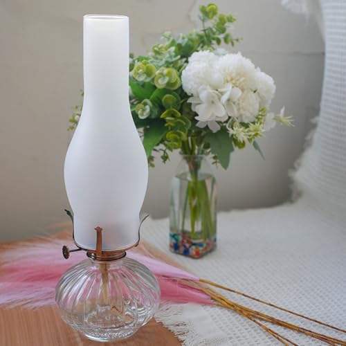 Frosted Glass Oil Lamp Chimney Replacement - 3 Inch Base x 10 Inch High