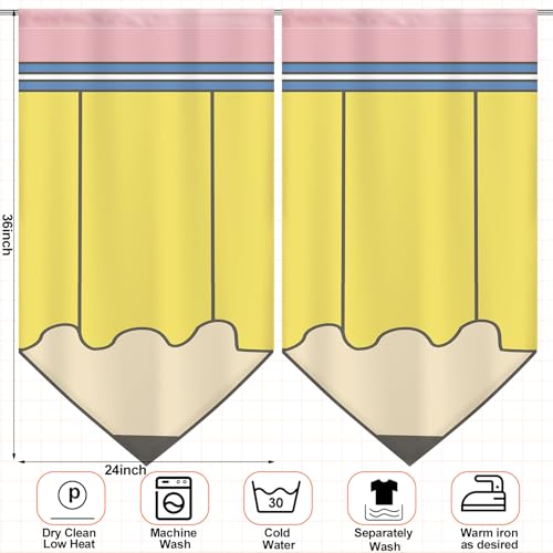 6-Piece Pencil Shaped Window Curtains for Classrooms, 24 x 36 Inch Velvet