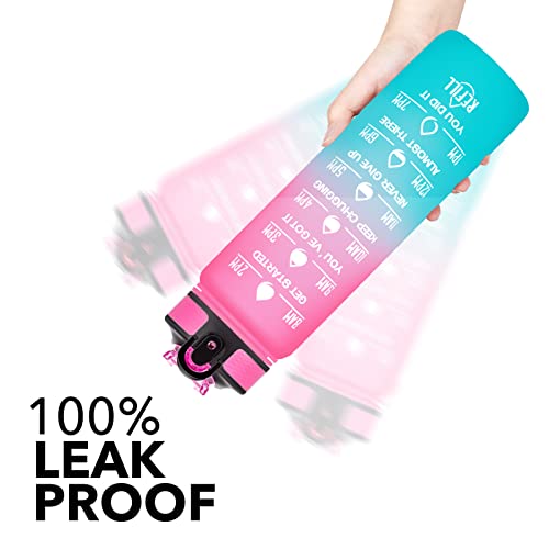 Motivational Water Bottle with Straw and Time Marker 32oz