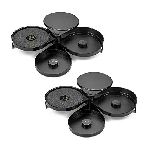 Suwimut Black 3-Tier Glass Rimmer Set with Sponge for Cocktails & Margaritas — 2 Pack