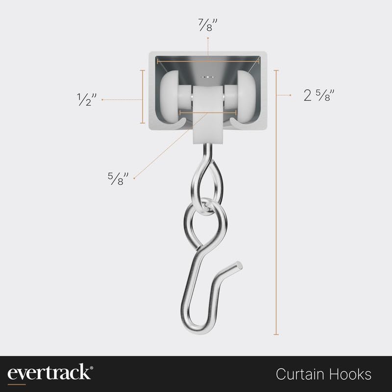 Dual Wheel Curtain Track Roller Carriers with Stainless Steel Hooks - 15 Pack