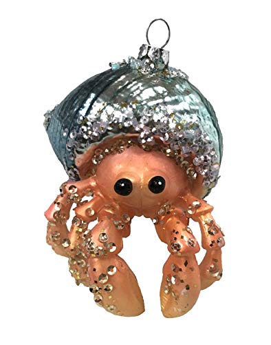 Hermit Crab Glass Ornament 4" with Glitter Beads - December Diamonds
