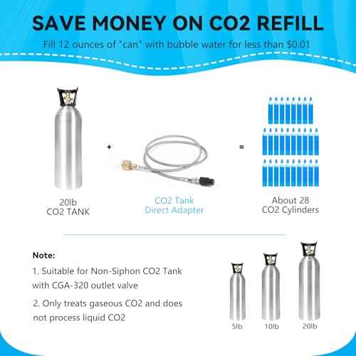 CO2 Tank Adapter with 60in Stainless Steel Hose for Soda Makers CGA320