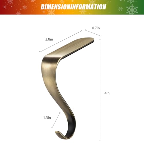 Adjustable Christmas Stocking Holders for Mantel - Set of 4, Bronze Metal