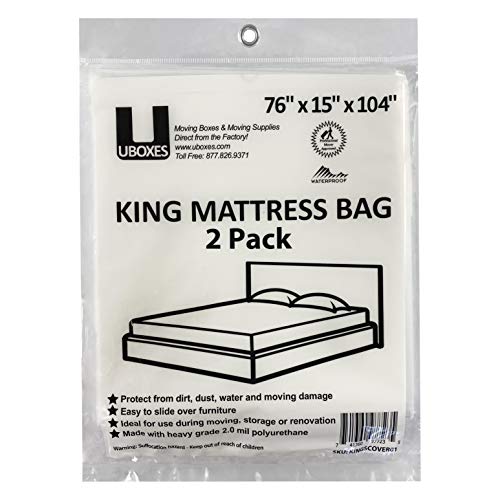 Heavy Duty Clear King Mattress Covers - 2 Pack, 76 x 15 x 104 inch
