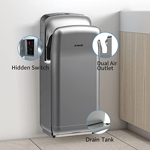 Commercial Jet Hand Dryer with HEPA Filter - 1850W Fast Dry Silver