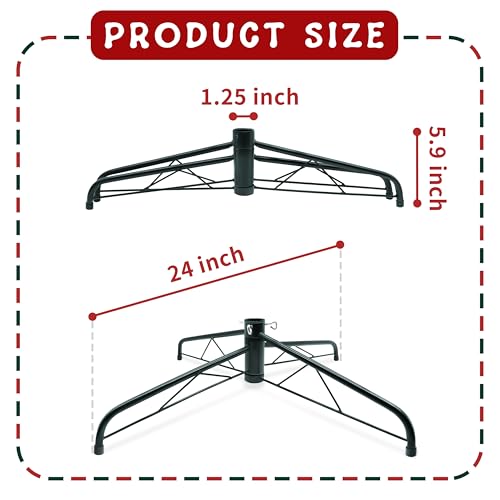 24-Inch Heavy Duty Folding Metal Christmas Tree Stand for 4-10ft Trees