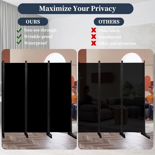 6-Panel Folding Privacy Screen Room Divider on Wheels, 132-inch Wide