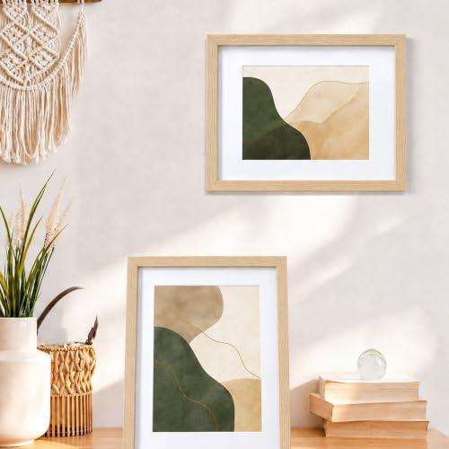 Shizenxa Natural 9x12in Picture Frame with Mat for 6x8 Photos - Pack of 1