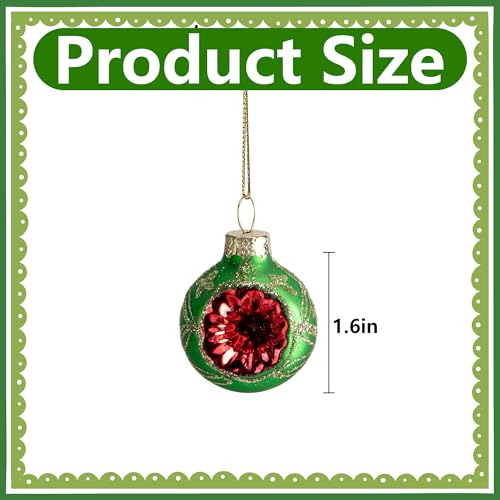 6 Pcs 1.6'' Christmas Reflector Glass Ball Ornaments, Hanging Decor