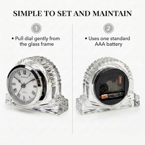 Small Crystal Mantle Clock for Home Decor