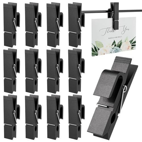 12-Piece Grid Wall Hooks for Metal Display Panels - Black Aluminum Clips