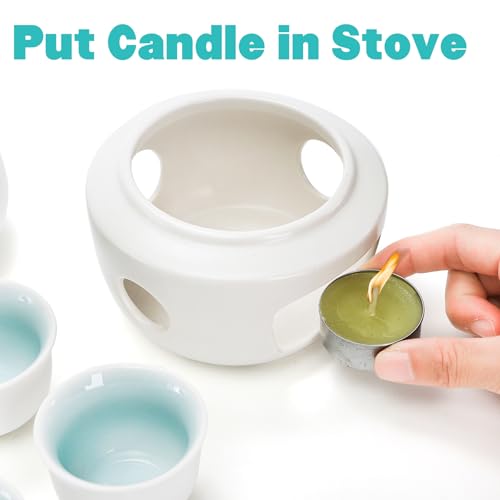 Foraineam Ceramic Sake Set with Warmer and Cups - Japanese Style Hot Drink Barware
