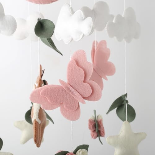Handcrafted Deer Hanging Mobile for Nursery Decor with Butterflies