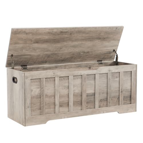 47.2-Inch Extra Large Wooden Storage Bench with Safety Hinges