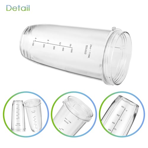 7-Fin Blender Blade Assembly with 24oz Cups and Lids - 5-Piece Set