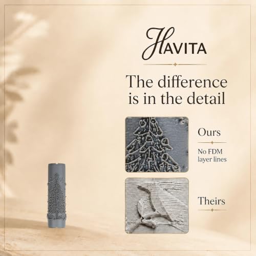 HAVITA 2 Inch Christmas Tree Clay Texture Roller for Polymer Clay Crafting