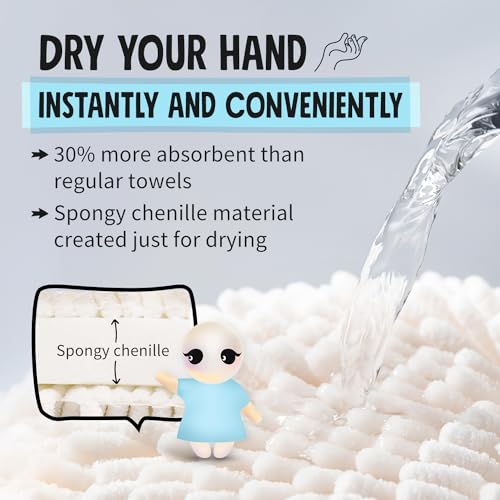 Fuzzy Ball Hand Towel Set - Absorbent Decorative Bathroom Towels (2 Pack)