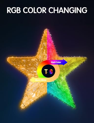 Weiwangvv Star Christmas Tree Topper 9” RGB LED – Gold, App/Remote Control, USB