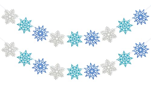 Christmas Snowflake Garland Banner - Holiday Hanging Decorations, 2-Pack