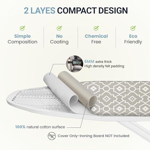 UniSimp Ironing Board Cover and Pad 15x54 Extra Thick Cotton