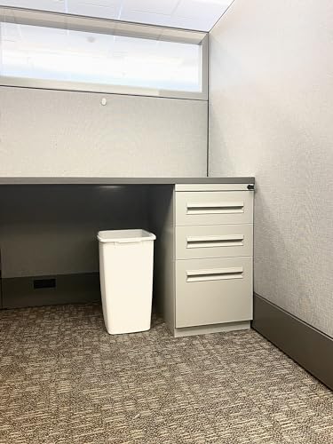 9 Gallon Rectangular Plastic Trash Can, White Under Counter Waste Basket