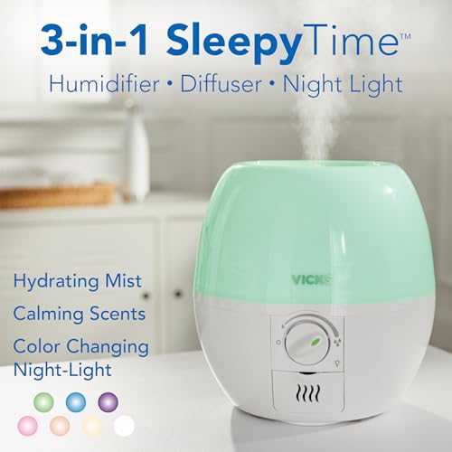 3-in-1 Cool Mist Humidifier, Essential Oil Diffuser and Night Light for Nursery
