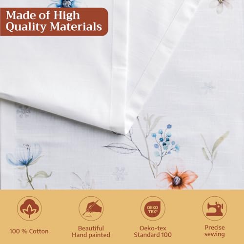 Maison d'Hermine Watercolor Floral Table Runner 14.5 x 36 Inches - Ice Florals Variation