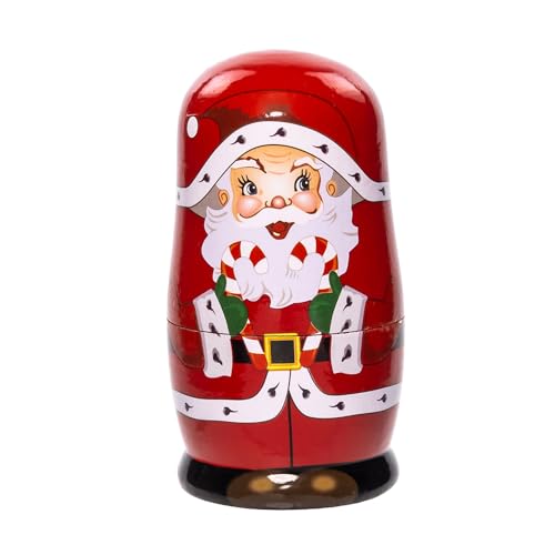 Kurt Adler Santa Nesting Doll Set - 5 Piece Holiday Matryoshka Decor