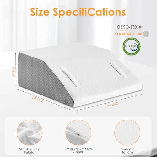 Leg Elevation Pillow for Pain Relief and Swelling, 8 Inch Foam Wedge