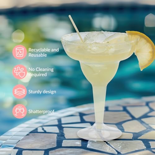 Prestee 50 Count Large Clear Plastic Margarita Glasses 12oz Disposable Party Cups