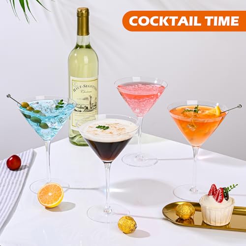 KMIGRUAN Classic Martini Glasses Set of 4 – 10oz Lead-Free Crystal Cocktail Glasses for Home Bar & Gift