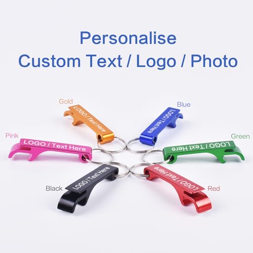 Bulk 100pcs Custom Logo & Photo Bottle Opener Keychains - Personalized Aluminum