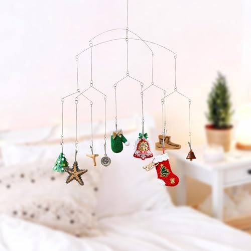 Geometric Metal Hanging Photo Mobile with 10 Clips for Wall Decor