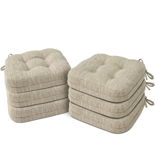 Dual-Layer Memory Foam Dining Chair Cushions, 16.5 x 16.5 Inch, 6 Pack