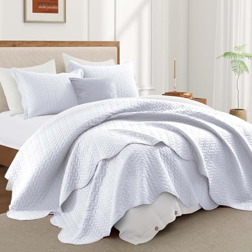 Imperial Rooms Twin Quilt Bedding Set - White Embossed Microfiber 10-Pack